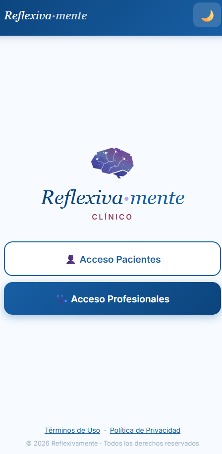 Pantalla de acceso de la app