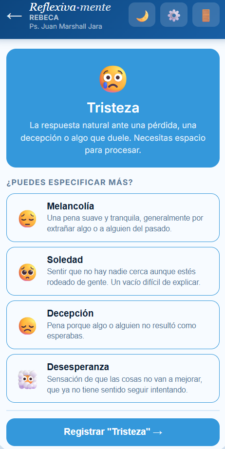 Detalle de emoción con sub-categorías