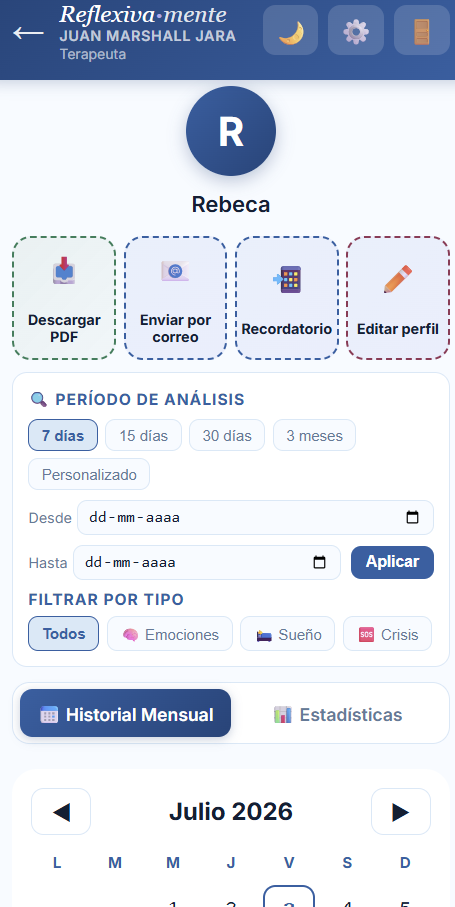 Historial del paciente filtrable por tipo